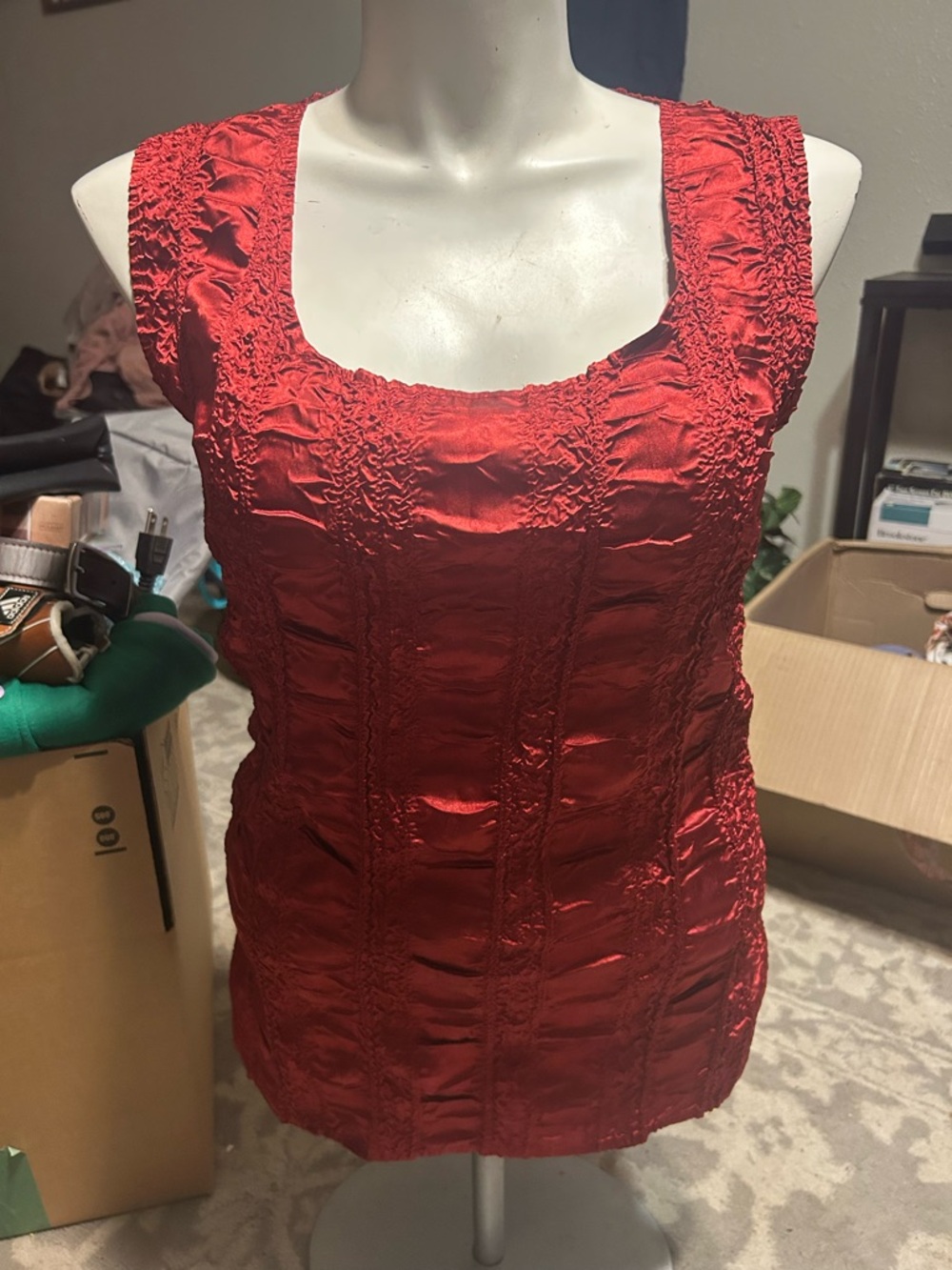 Z.b.d.design  Women’s Wdny Red Sleeveless Textured Tank Top Sz Large